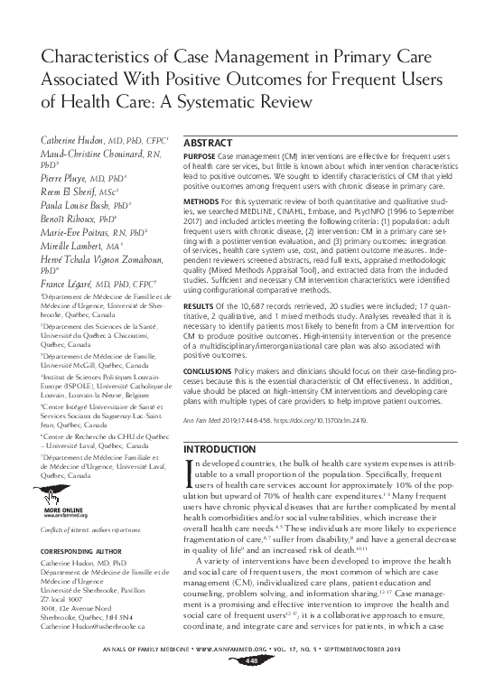 (PDF) Characteristics of Case Management in Primary Care Associated ...