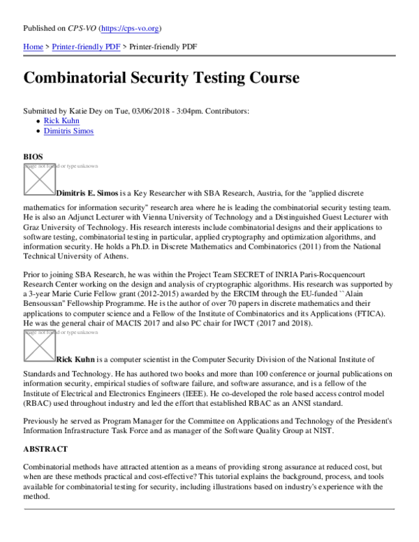 (PDF) Combinatorial security testing course