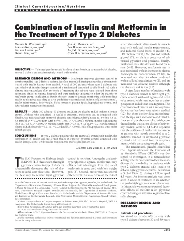 (PDF) Combination of Insulin and Metformin in the Treatment of Type 2 ...