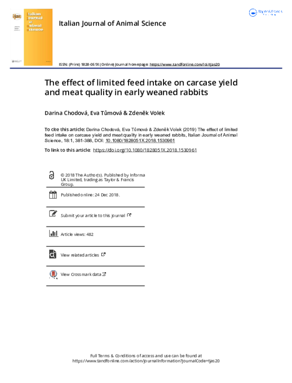 (PDF) The effect of limited feed intake on carcase yield and meat ...