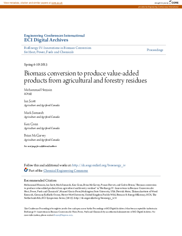 (PDF) Biomass conversion to produce value-added products from ...