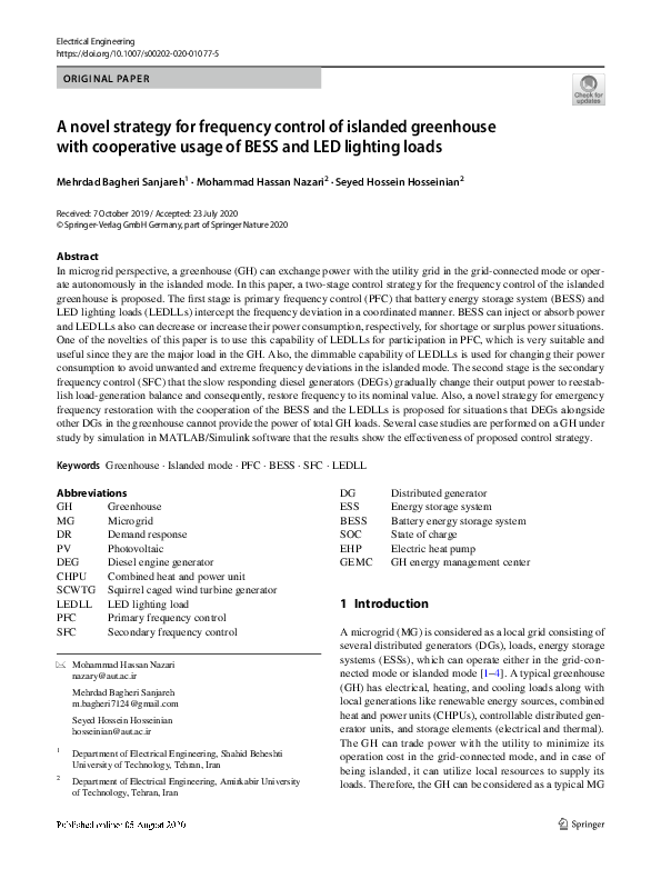 (PDF) A novel strategy for frequency control of islanded greenhouse ...