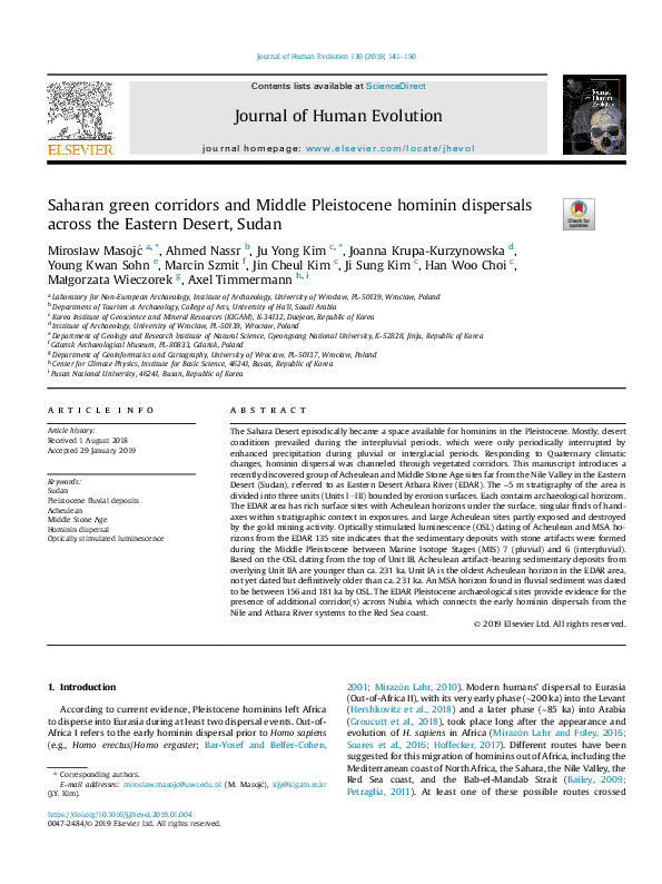 (PDF) Saharan green corridors and Middle Pleistocene hominin dispersals ...