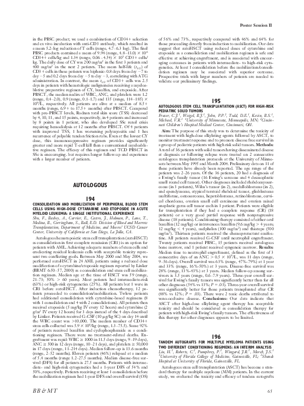 (PDF) Autologous stem cell transplantation (ASCT) for high-risk ...