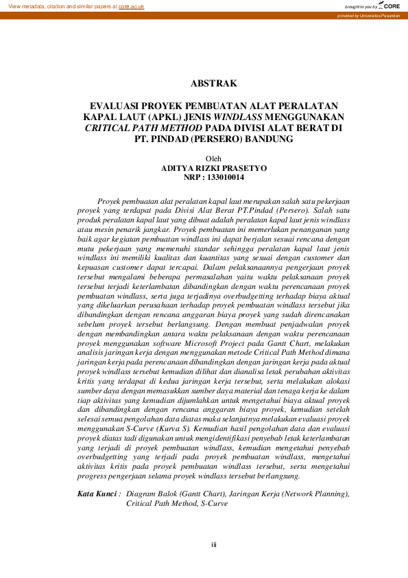 (PDF) Evaluasi Proyek Pembuatan Alat Peralatan Kapal Laut (APKL) Jenis ...