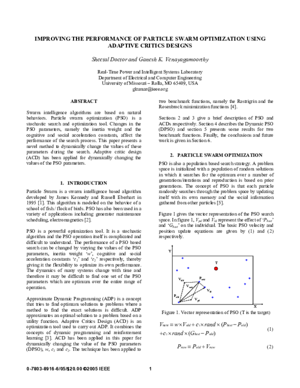 (PDF) Improving the performance of particle swarm optimization using ...