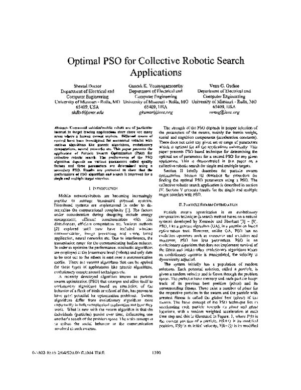 (PDF) Optimal PSO for collective robotic search applications