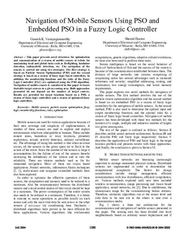 (PDF) Navigation of mobile sensors using PSO and embedded PSO in a ...