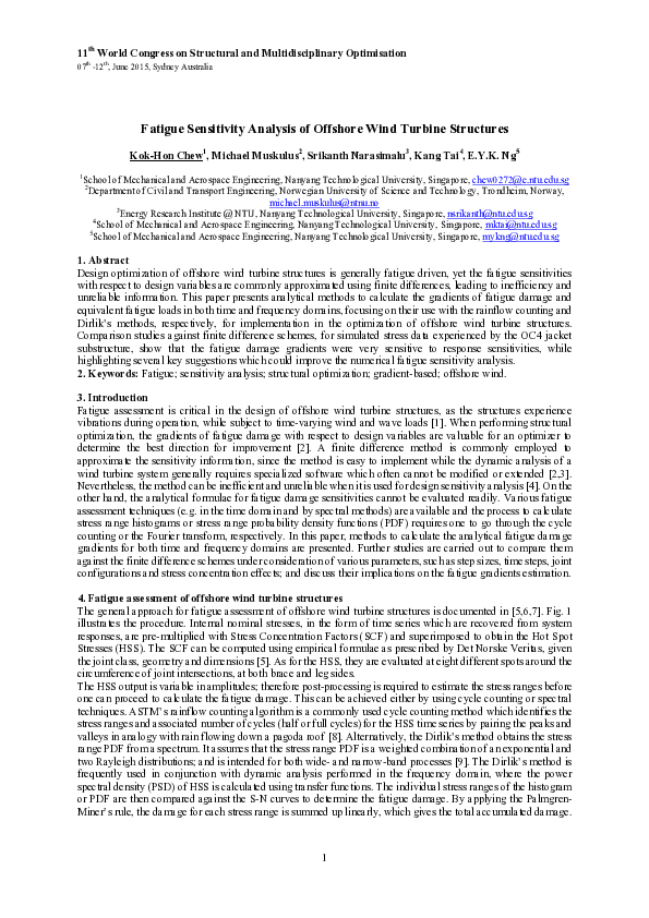 (PDF) Fatigue Sensitivity Analysis of Offshore Wind Turbine Structures
