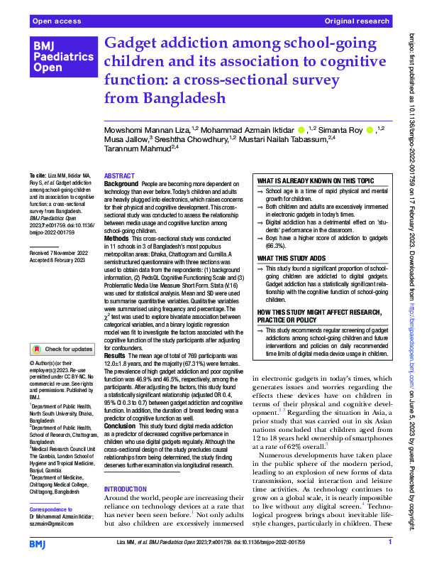 (PDF) Gadget addiction among school-going children and its association ...