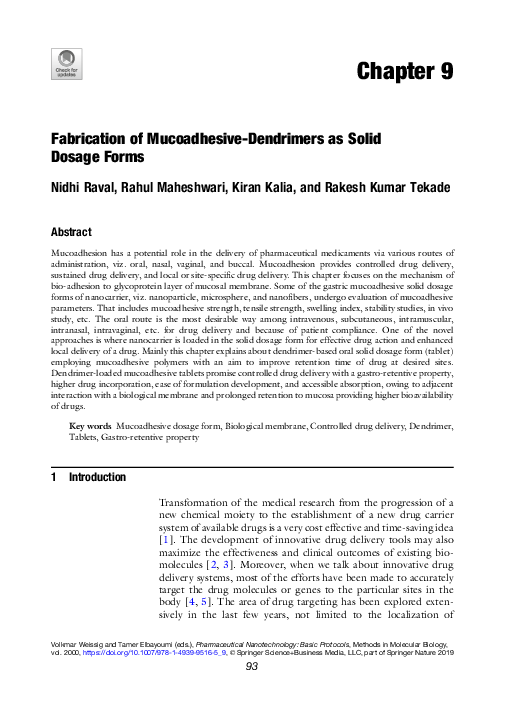 (PDF) Fabrication of MucoadhesiveDendrimers as Solid Dosage Forms