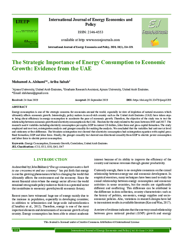 (PDF) The Strategic Importance of Energy Consumption to Economic Growth ...