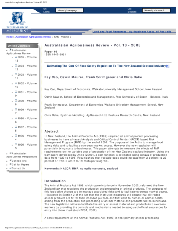 (PDF) Home> Australasian Agribusiness Review> 1995 Volume 3 Online