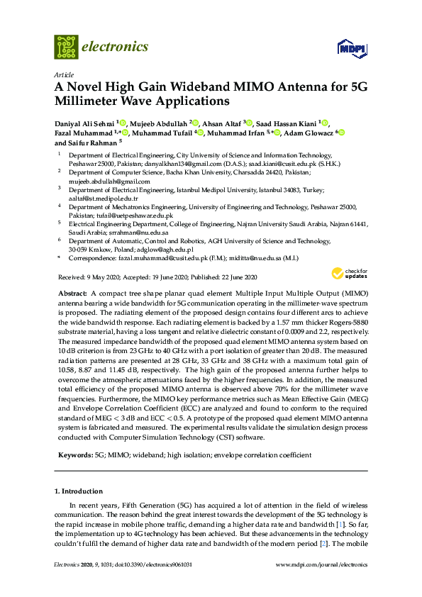 (PDF) A Novel High Gain Wideband MIMO Antenna for 5G Millimeter Wave ...