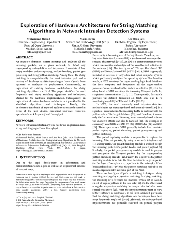 (PDF) Exploration of Hardware Architectures for String Matching ...
