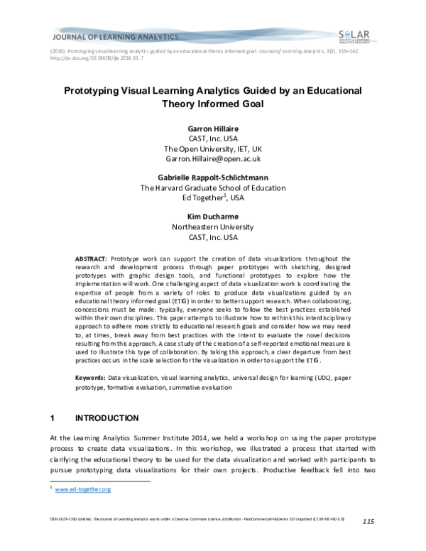 (PDF) Prototyping Visual Learning Analytics Guided by an Educational ...