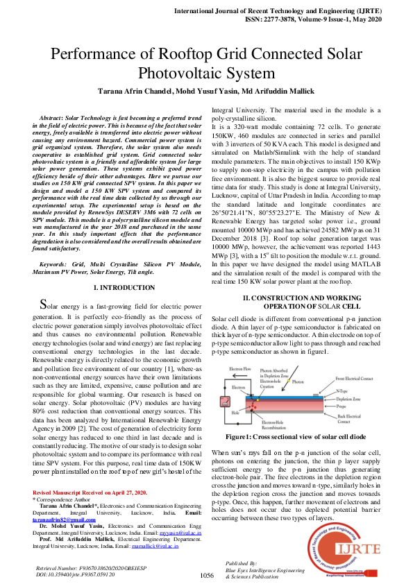 (PDF) Performance of Rooftop Grid Connected Solar Photovoltaic System