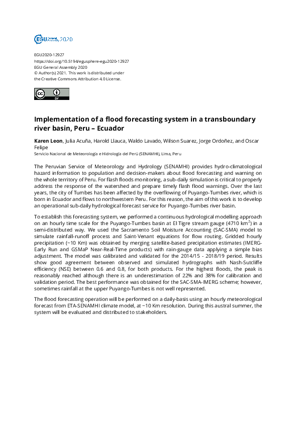 (PDF) Implementation of a flood forecasting system in a transboundary ...