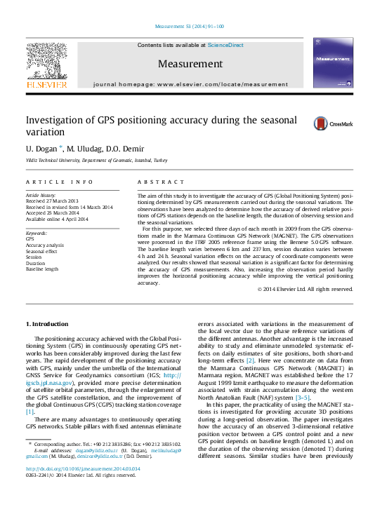 (PDF) Investigation of GPS positioning accuracy during the seasonal ...