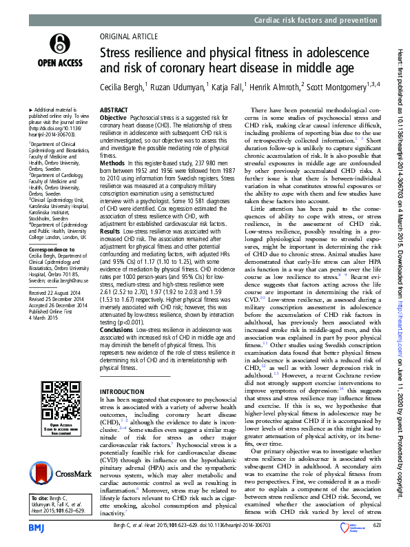 (PDF) Stress resilience and physical fitness in adolescence and risk of ...