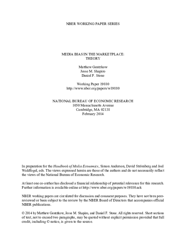 (PDF) Media Bias in the Marketplace: Theory