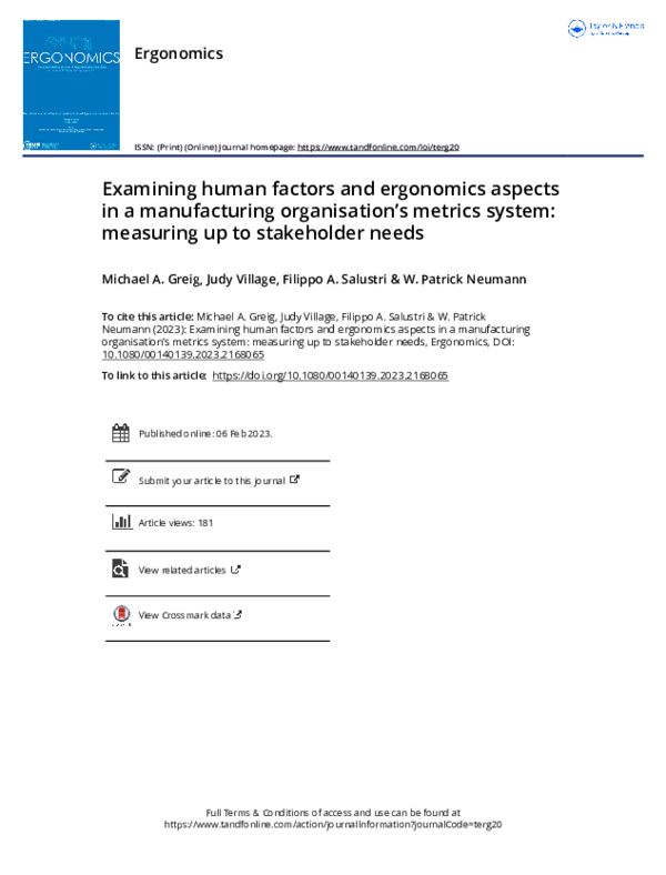 (PDF) Examining human factors and ergonomics aspects in a manufacturing ...