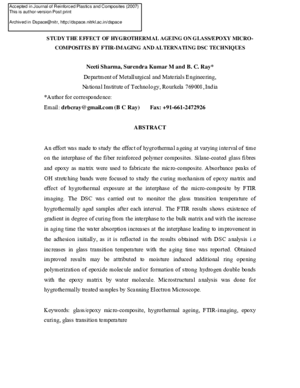 (PDF) Study the Effect of Hygrothermal Ageing on Glass/Epoxy Micro ...