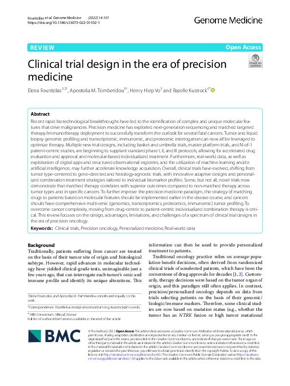 (PDF) Clinical trial design in the era of precision medicine