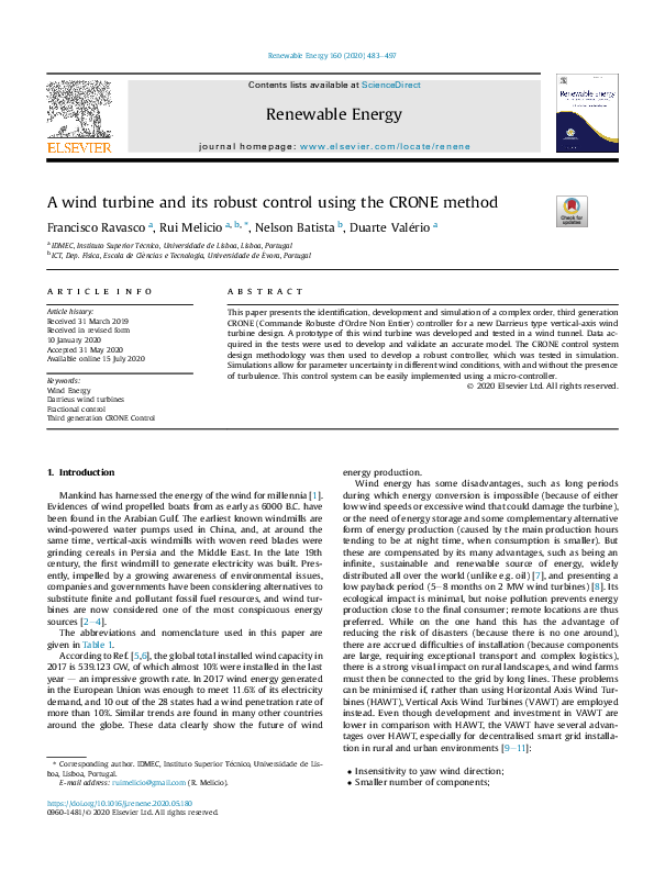 (PDF) A wind turbine and its robust control using the CRONE method