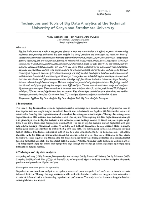 (PDF) Techniques and Tools of Big Data Analytics at the Technical ...