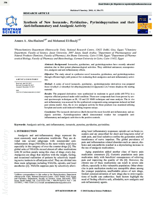 (PDF) Synthesis of New Isoxazole-, Pyridazine-, Pyrimidopyrazines and ...