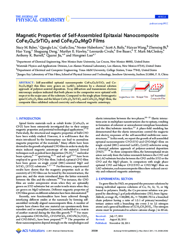 (PDF) Magnetic Properties of Self-Assembled Epitaxial Nanocomposite ...