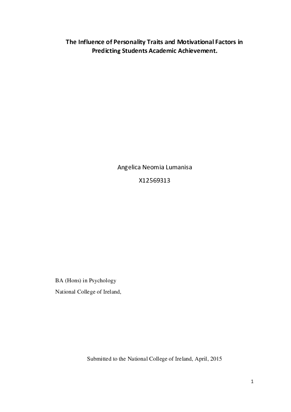(PDF) The Influence of Personality Traits and Motivational Factors in ...