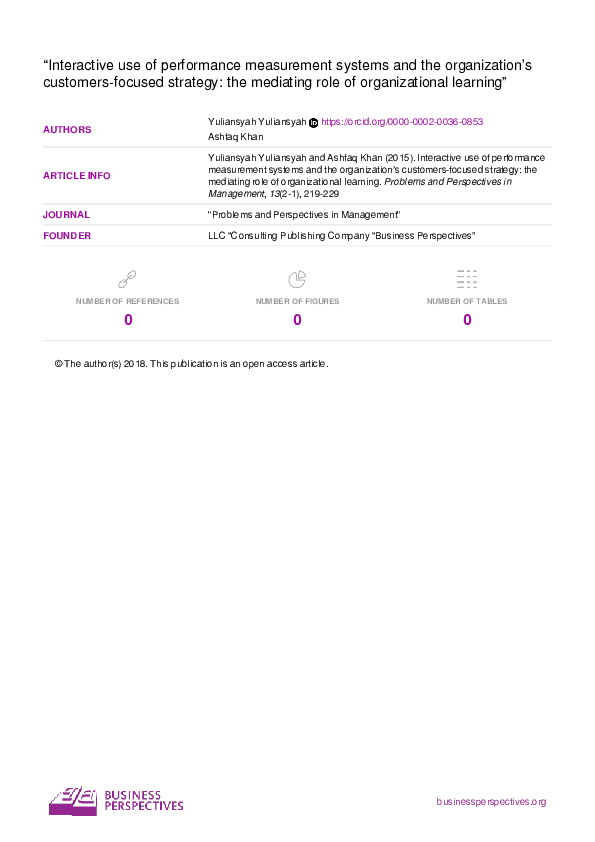 (PDF) The Interactive Use of Performance Measurement System and the ...