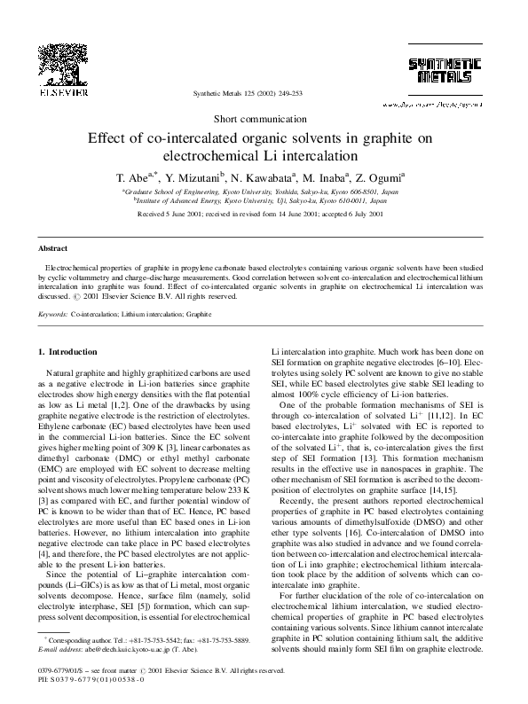 (PDF) Effect of co-intercalated organic solvents in graphite on ...