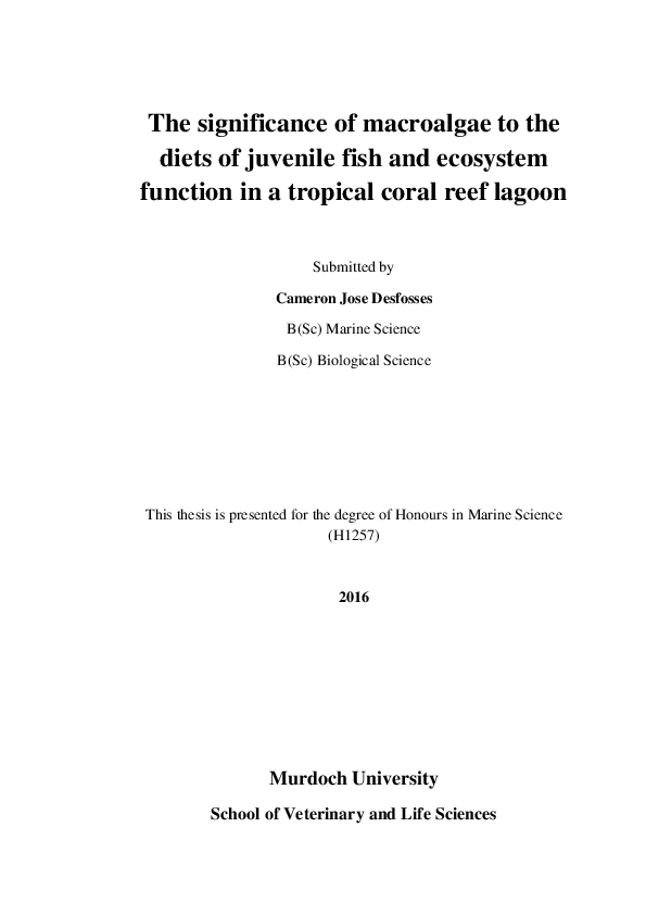 (PDF) The significance of macroalgae to the diets of juvenile fish and ...