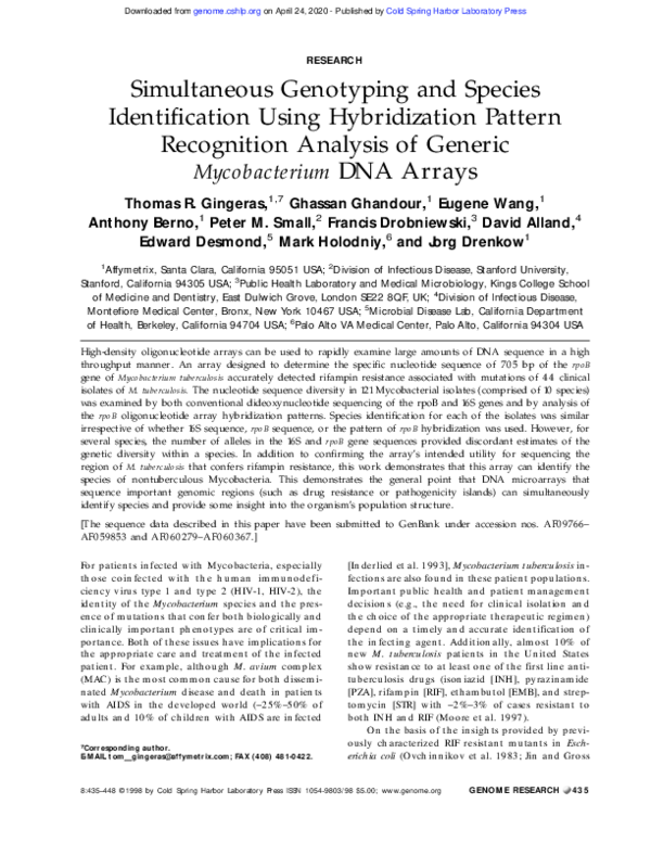 (PDF) Simultaneous Genotyping and Species Identification Using ...