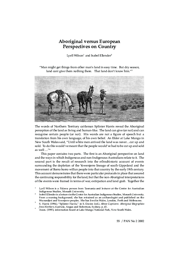 (PDF) Aboriginal versus European perspectives on country