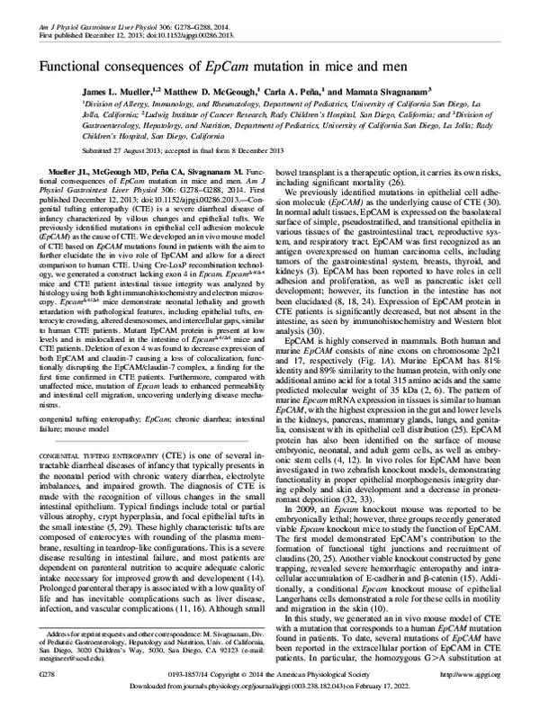 (PDF) Functional consequences of EpCam mutation in mice and men