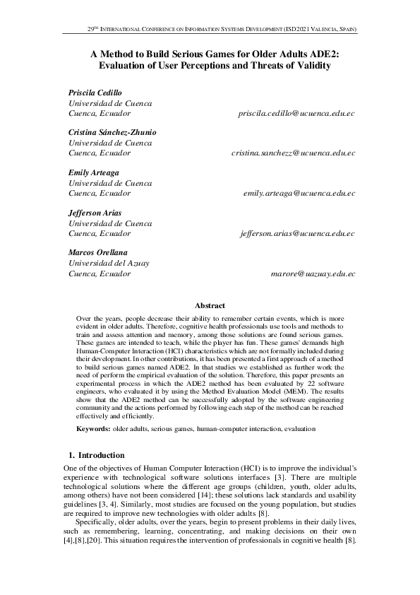 (PDF) A Method to Build Serious Games for Older Adults ADE2: Evaluation ...