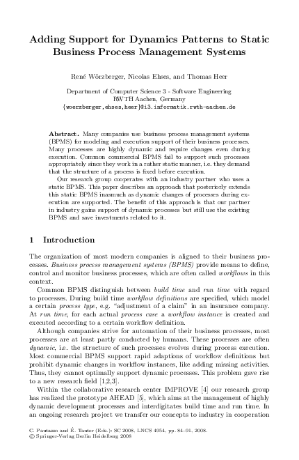 (PDF) Adding Support for Dynamics Patterns to Static Business Process ...