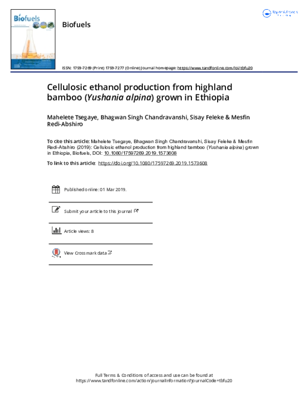 (PDF) Cellulosic ethanol production from highland bamboo (Yushania ...
