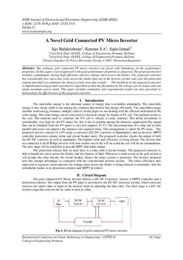 (PDF) A Novel Grid Connected PV Micro Inverter