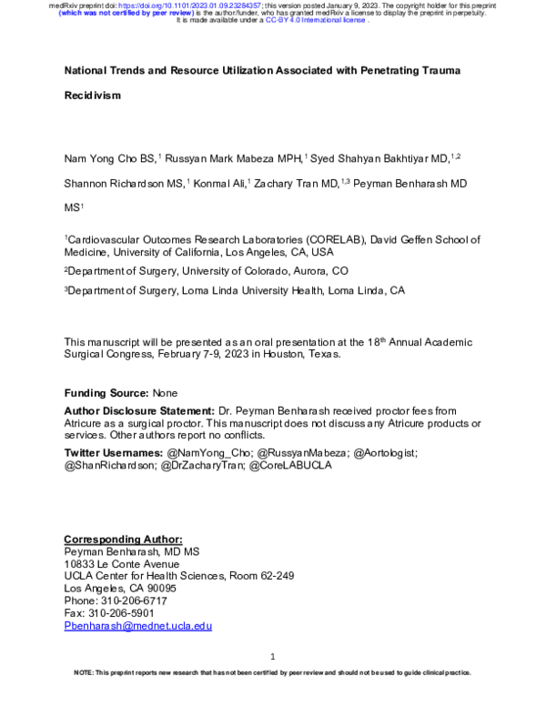 (PDF) National Trends and Resource Utilization Associated with ...