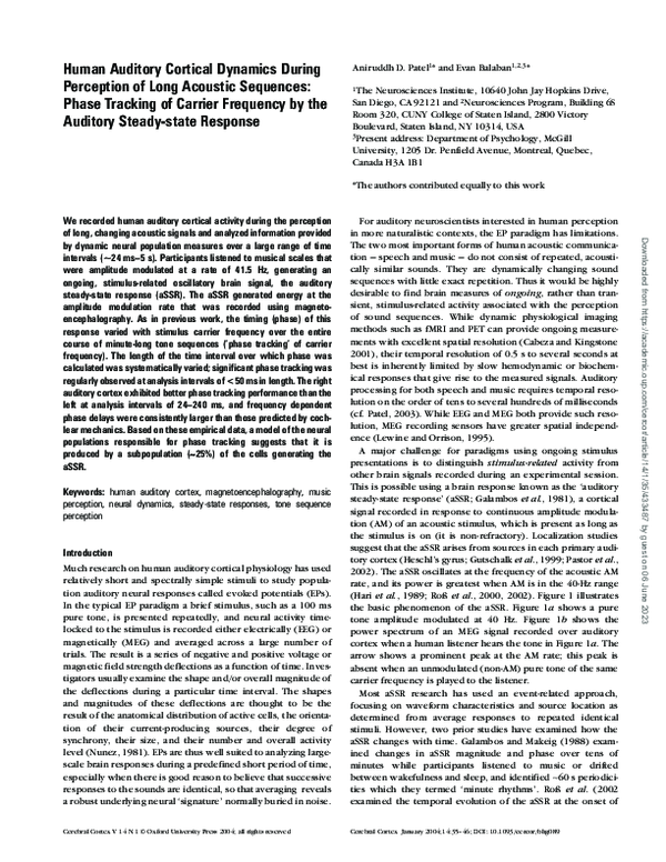 (PDF) Human Auditory Cortical Dynamics During Perception of Long ...