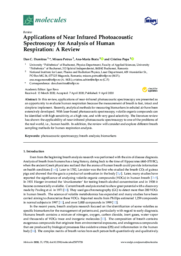 (PDF) Applications of Near Infrared Photoacoustic Spectroscopy for
