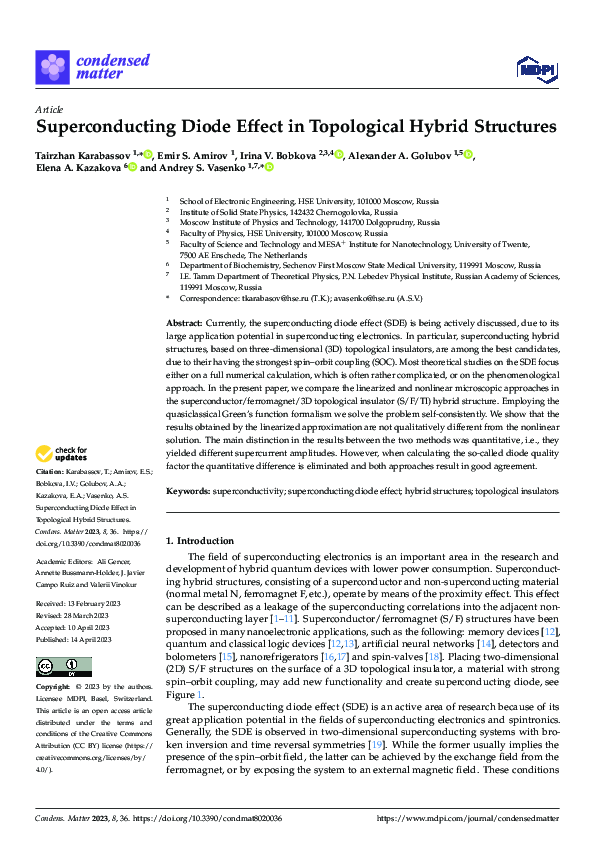 (PDF) Superconducting Diode Effect in Topological Hybrid Structures