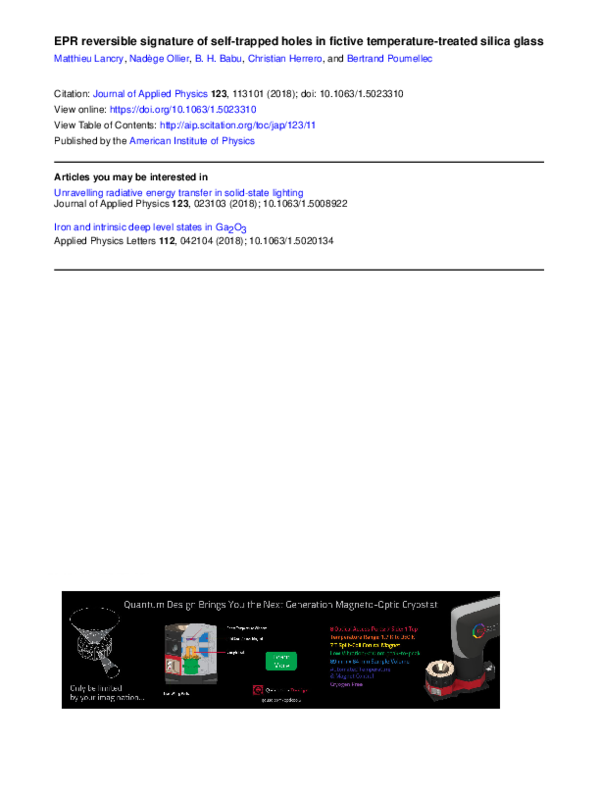 (PDF) EPR reversible signature of self-trapped holes in fictive ...