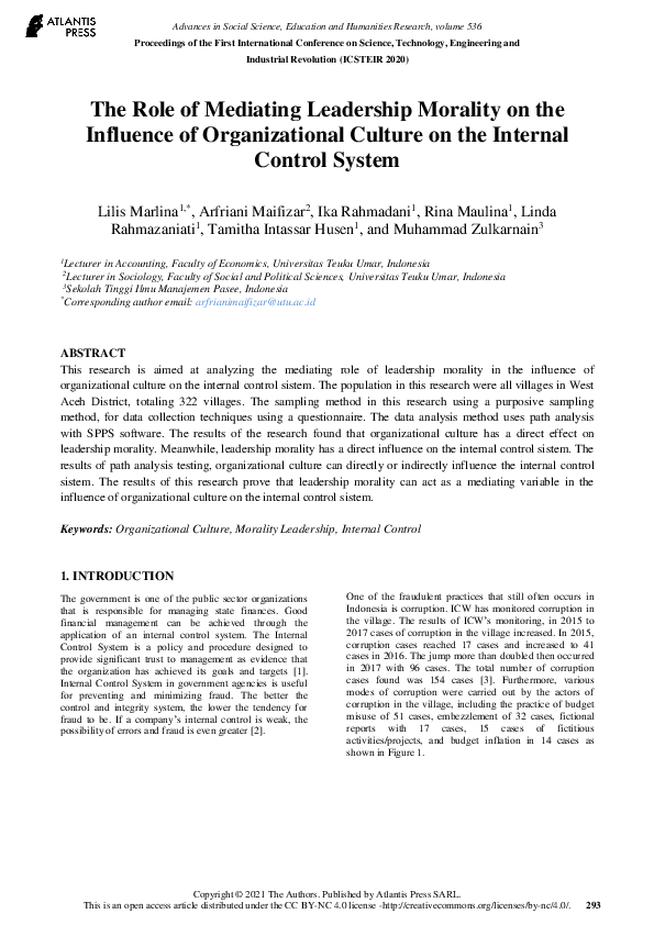 (PDF) The Role of Mediating Leadership Morality on the Influence of ...