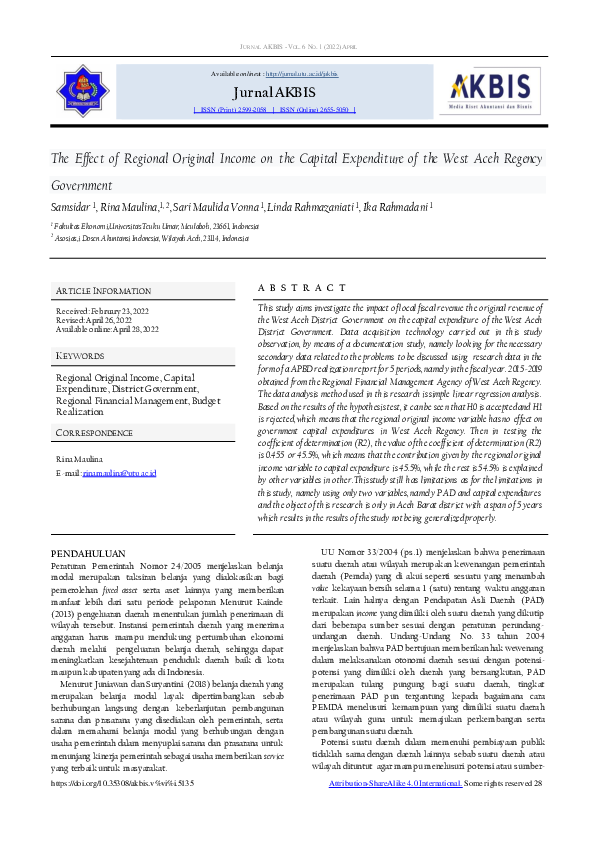 (PDF) The Effect of Regional Original Income on the Capital Expenditure ...